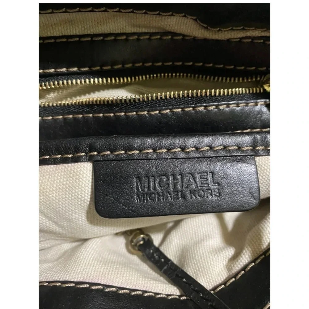 Michael Kors black leather satchel handbag